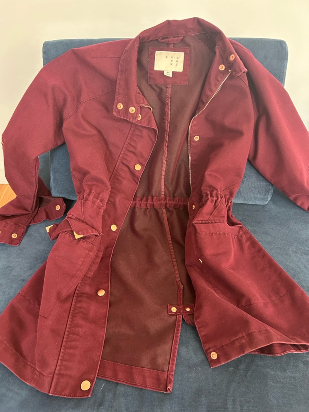 A New Day Cinch-Waist Burgundy Utility Jacket